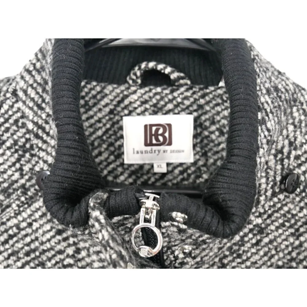 NWOT Laundry By Design Black‎ and White Tweed Overcoat XL